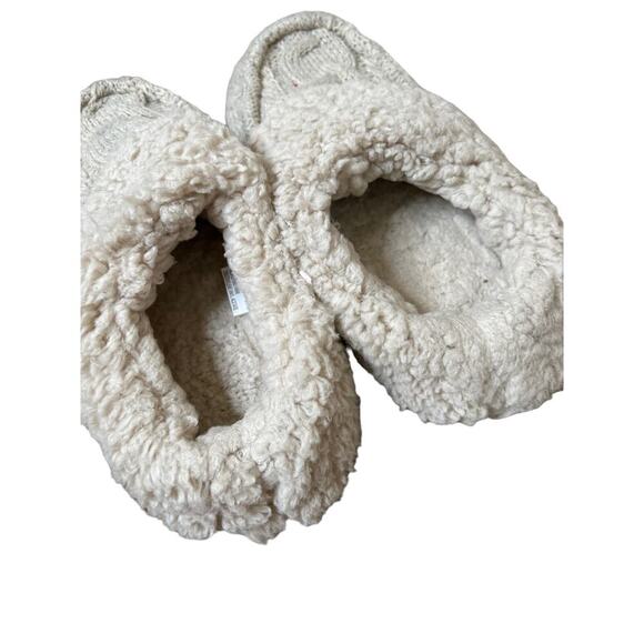 Muk Luks slippers slip on woven sweater sherpa lined house shoes beige SZ 5-6 - Picture 2 of 5
